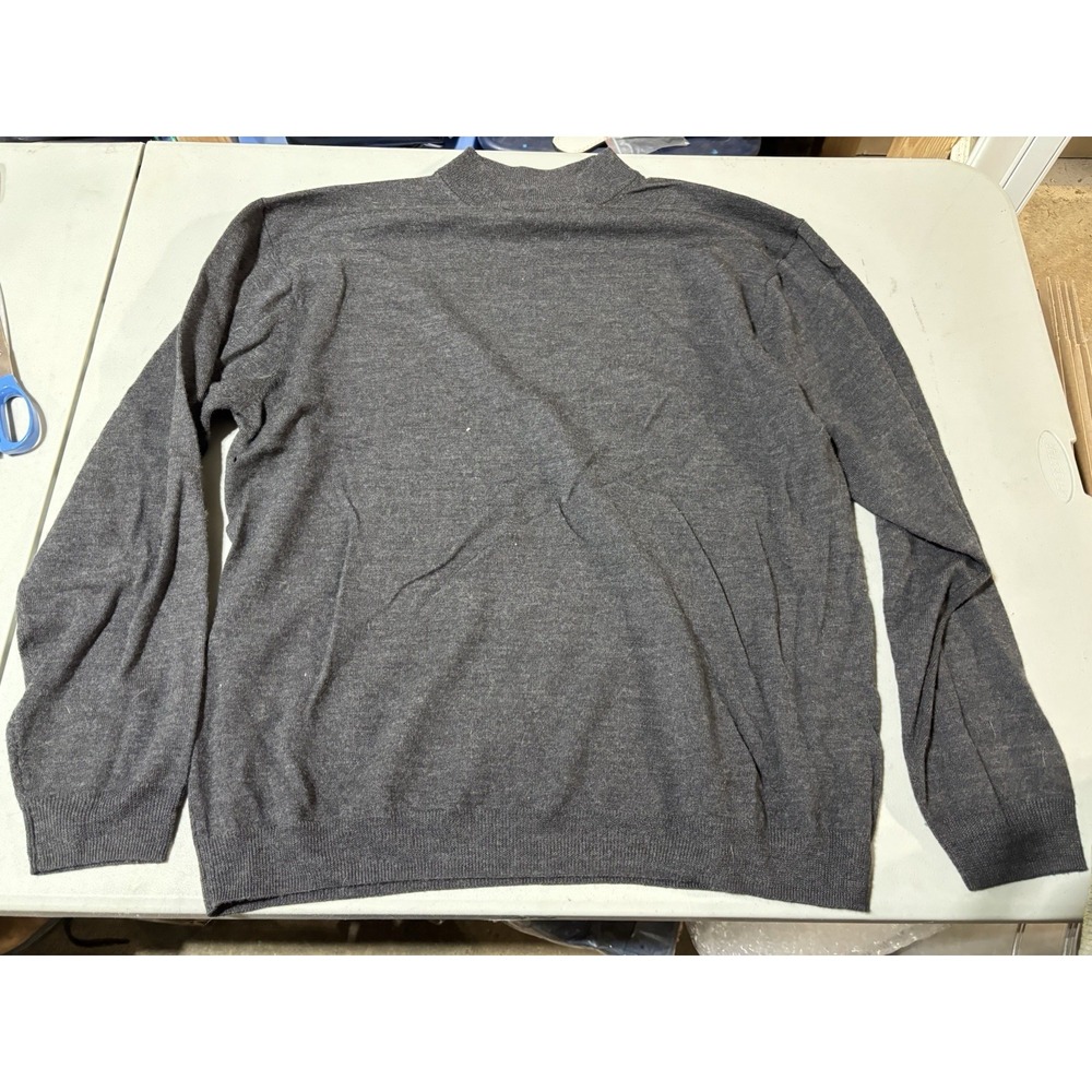 Pronto Uomo Men's  Fine Merino Wool Sweater  Pullover  XL Gray Crew‎ Neck Preppy